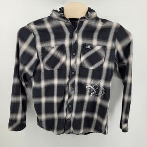 Lurking Class by Sketchy Tank Mens Large Flannel Shirt Hooded Black Plaid